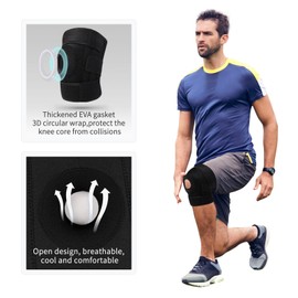 Knee Support for Women Arthritis,Breathable Knee Support Men,1Pcs Black Adjustable Knee Brace with Kneecap EVA Pads Side Stabilizers Anti-Slip Design for Sports,Joint Pain,Tendonitis,Meniscus Tear