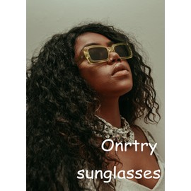 Onrtry Rectangle Sunglasses for Women Men Vintage Fashion Sun Glasses (Clear Brown/Gradient Brown)