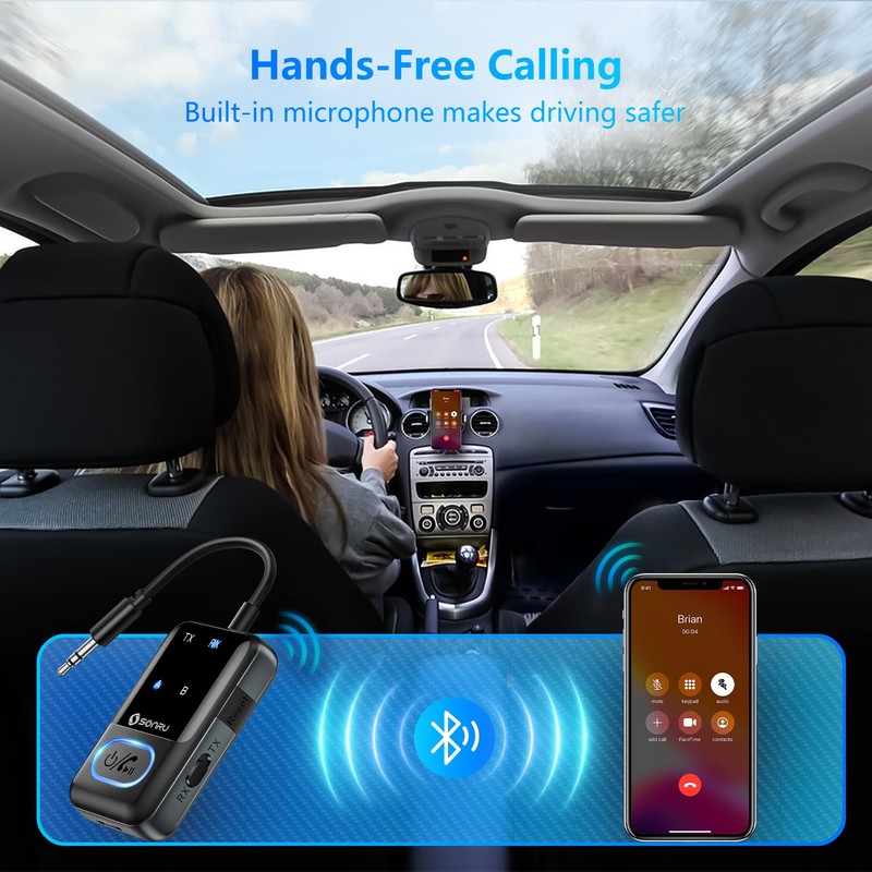 Bluetooth 5.3 Transmitter Adapter for Airplane 2-in-1 Wireless Bluetooth Audio