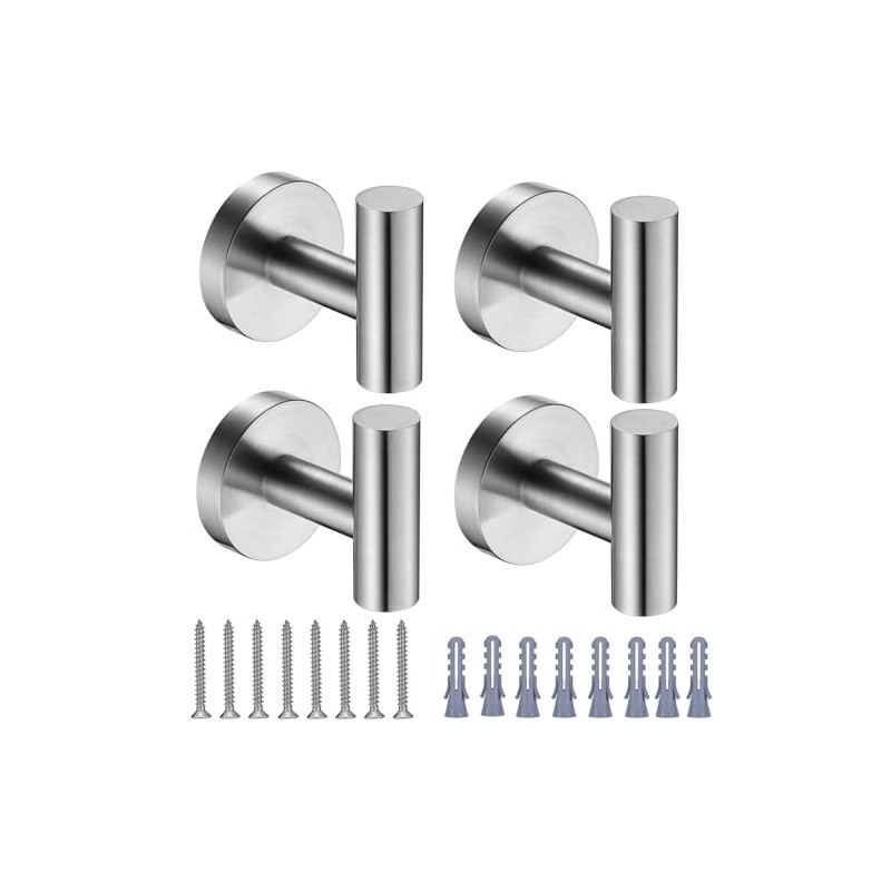4 PCS Porta Toallas para Baño,304 Gancho de Acero Inoxidable