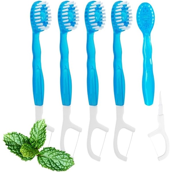 LOUMACHI 5 in 1 Mini Disposable Toothbrushes Portable Individually Wrapped