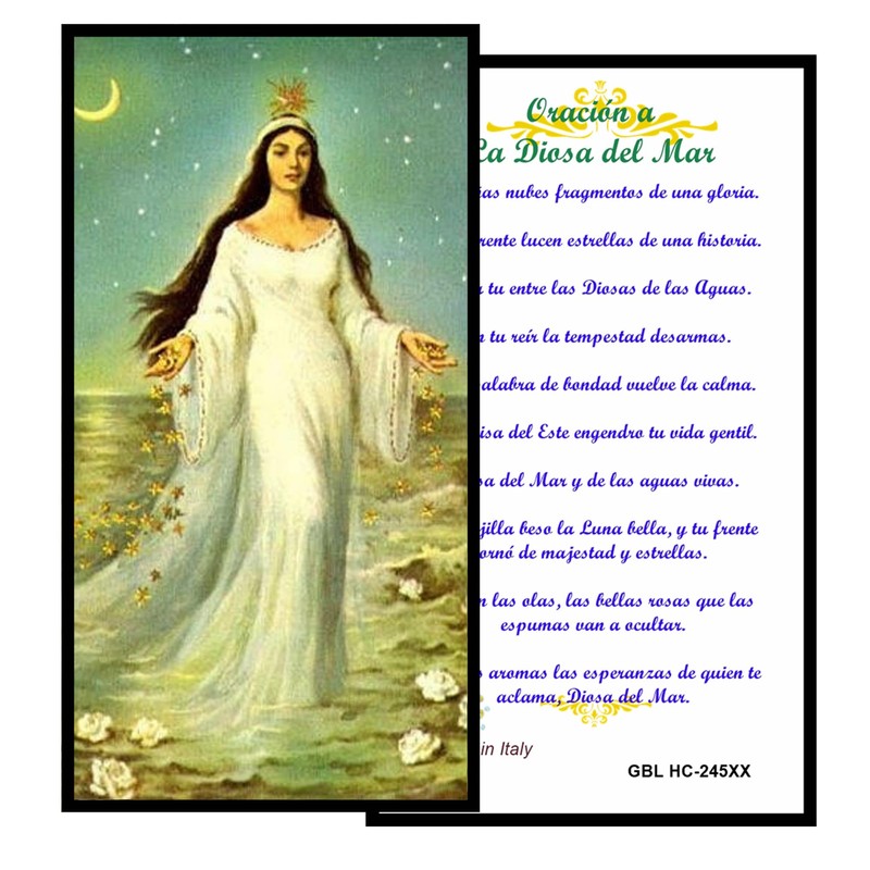 La Diosa del Mar Yemaya Tarjeta de Rezo Plastificada