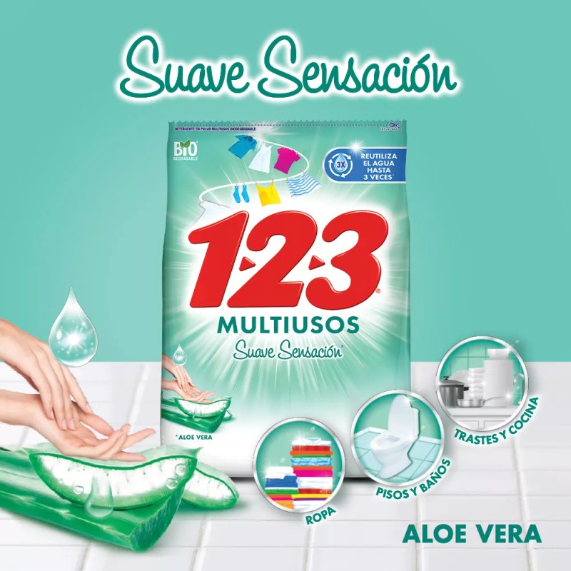 123 Multiusos Polvo Bolsa De 900 g Detergente Para Ropa