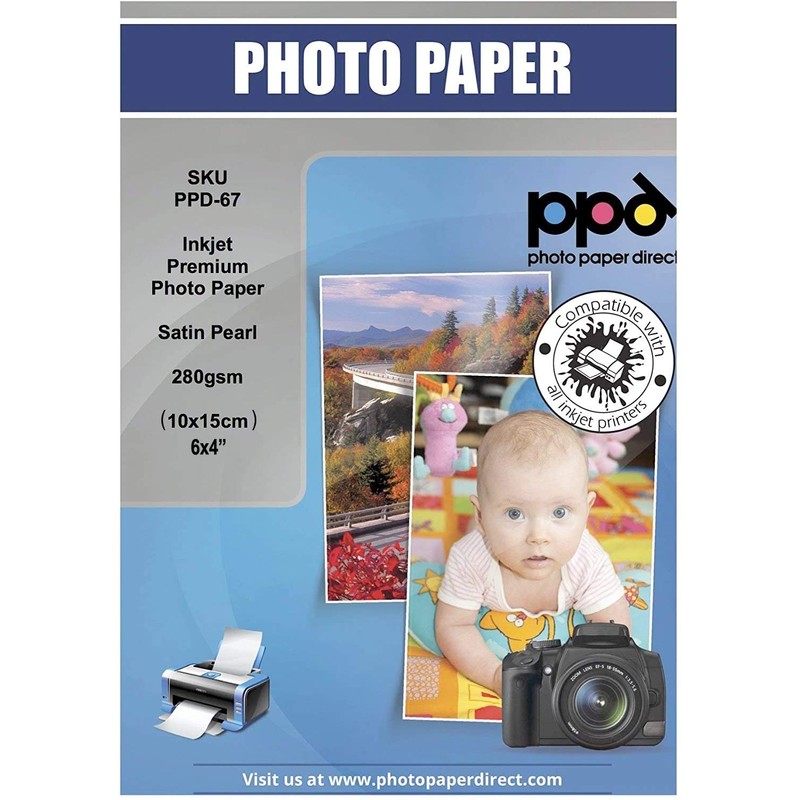 PPD 100 Sheets 4x6 Inkjet Super Premium Satin Photo Paper