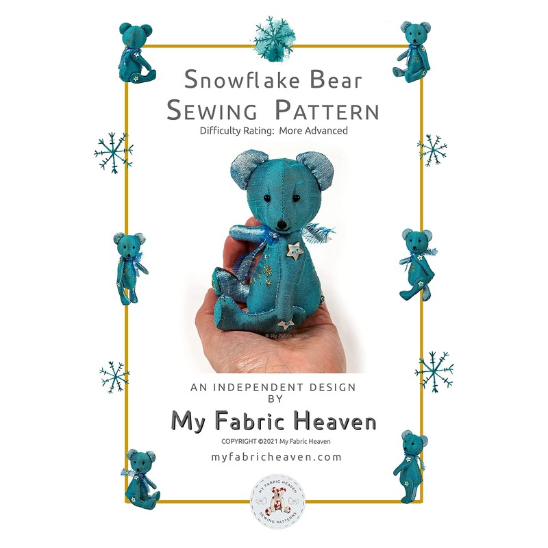 My Fabric Heaven Snowflake Bear Sewing PATTERN Tiny Winter Teddy,
