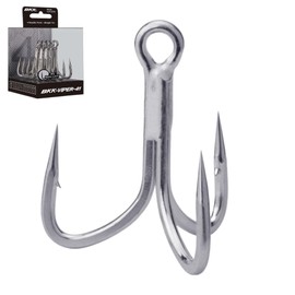 BKK VIPER-41 Treble Hook | #6 | 8-Pack | 4X | Saltwater Corrosion Resistant Bright Tin Coating | Hand Ground Point | Heavy Duty Lure Hook, Popping, Stickbaits
