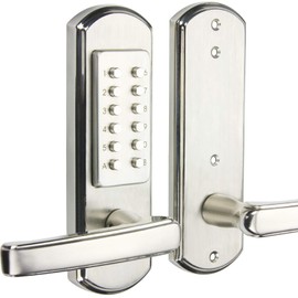 Elemake Left Handed Keyless Door Lock, Mechanical Keypad Door Lock with Handle, Heavy Duty Door Lever Lock Combination Security Digital Code, Stainless Steel 304 (Not Deadbolt)