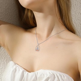 HUKKUN Silver 925 Cats/Elephants/Narwhale/Rabbit/Pig/Dogs/Bears Chain Pendant Necklace Women's Jewellery Gifts for Women, Sterling Silver