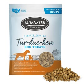 Muenster 3-in-1 Turkey-Duck-Chicken Freeze Dried Dog Treats (5oz) - Healthy Coat, Joints & Digestion for Training or Meal Topper - Limited Edition - Made in USA