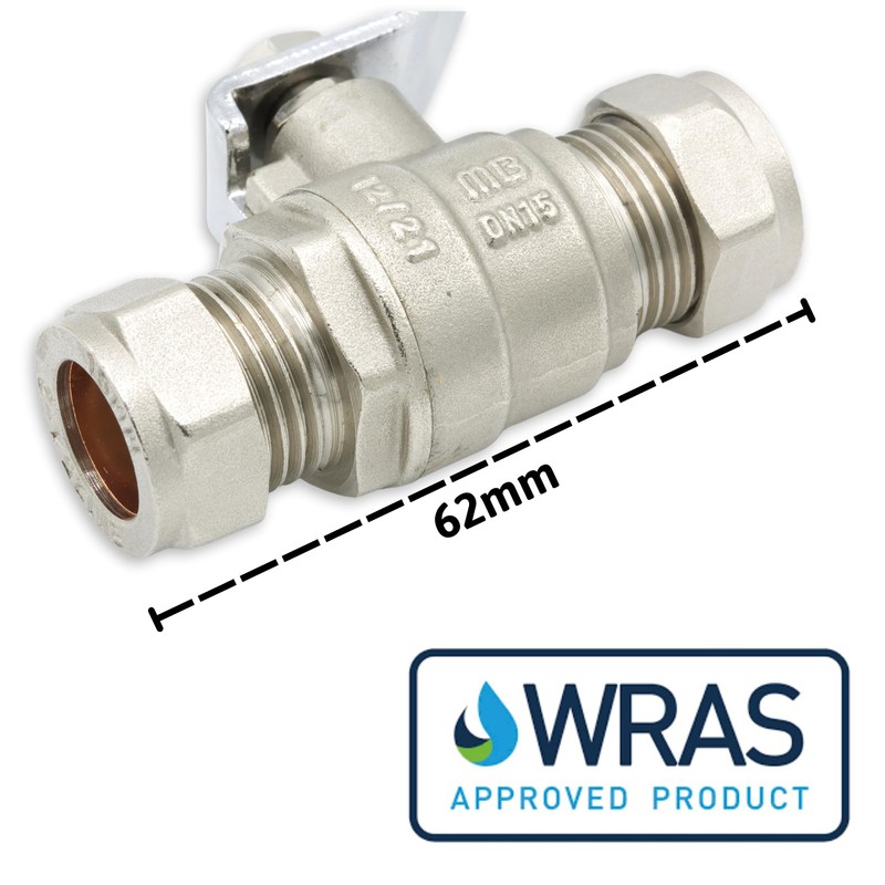 15mm Lever Isolation Valve ISO Compression Fitting Full Bore Water