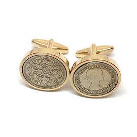 Luxury 1960 Original Lucky Sixpence 6d birthday/Anniversary Cufflinks ideal for a 65th birthday HT RG