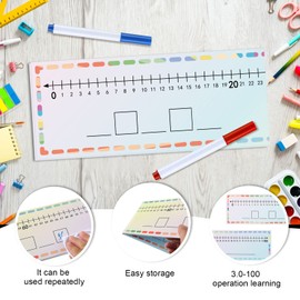 Number Lines for Students Dry Erase Number Line Board with 2 Dry Erase Markers 12 x 5 Inch Math Manipulatives 0 to 100 Double Sided White Board with Lines for Teacher Kids Classroom (Sweet Color)