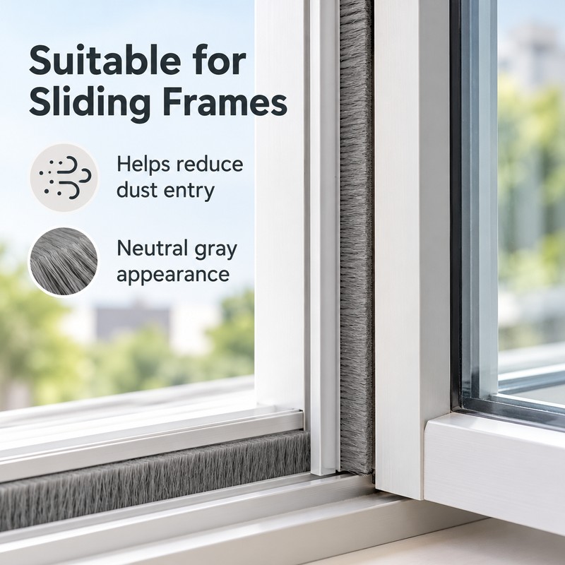 Self-Adhesive Brush Weather Stripping for Doors & Windows – Gray
