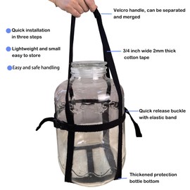 Storbuffs 0.5/1/1.5/2 Gallon Glass Jar Carboy Easy-Carry Straps, Glass Bottle Protector, Adjustable Strong for Easy, Safe, Secure Lifting Moving Carrying jug Bottle, Fit 0.5 to 2 Gal, No Carboys