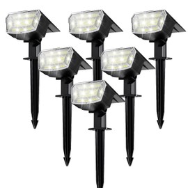 TECKNET Spot Lights Outdoor with 59 LED, 6 Pack Solar Lights Outdoor Waterproof IP65, Auto On/Off Solar Spot Lights, 3 Lighting Modes Solar Powered Garden, 2-in-1 Solars Landscape Light (Cool White)