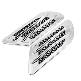 KACEPAR Exterior Car Air Flow Fender Side Vent Decoration Sticker, Front Side Fender Air Vent Grille Decoration Cover Trim, Universal Fit Pair, Chrome