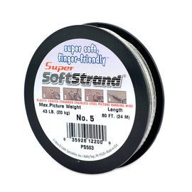 Super Softstrand, Vinyl-Coated Stranded Stainless Steel Picture Wrapping Wire, Size #5, 43 lb / 20 kg, 80 ft / 24 m