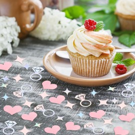 100PCS Pink Bow Confetti Engagement Party Bride To Be Pink Bow Table Confetti Bachelorette Party Birthday Decorations Supplies Baby Shower Boy Girl Bridal Shower Ribbon Party Supplies (ring)