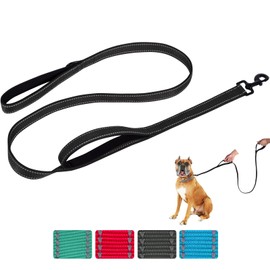 Aepeasti Dog Lead for Medium to Large Dogs with Two Padded Handles 5 ft/6 ft, Double Handle, Reflective Training Lead, Durable Traffic Lead