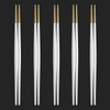 Chanjiso Creative Metal Chopsticks,5 Pairs 304 Stainless Steel Japanese Pointed