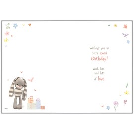 IC&G Extra Special Granddaughter Birthday Card - Happy Birthday Card with Hun Bun Rabbit and Presents Design with Foil Details - Birthday Card for Girls