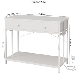VOWNER 40 Gallon Aquarium Stand with Power Outlet, Metal Frame Fish Tank Stand with Cabinet Storage, Double Turtle Reptile Terrariums Tank Stand, 39.4" L*18.9" W Tabletop, 660LBS Capacity, White