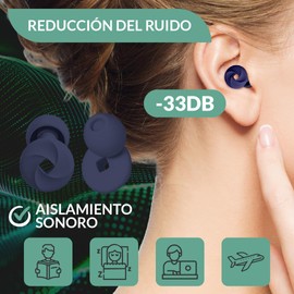 ORIGINALSAT Earplugs, 33dB Noise Reduction, 4 Sizes Replaceable Earplugs and Compact Carry Case (Dark Blue, One Size)