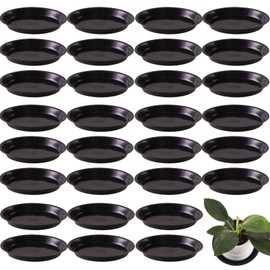 Tulpeed 30 Pack 6 Inches Plant SaucerPlant Trays for Pots Plastic Round Drip Trays Flower Pot Saucers Black Planter Water Tray Plant Drainage Tray, 6in Black