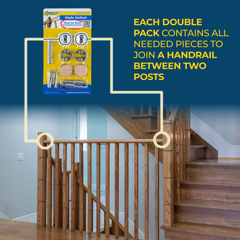 Zipbolt 13.810 Slipfix Railbolt — Staircase Handrail Post to Post