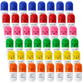 Vitamin Pill Stress Ball Pill Shaped Foam Ball Motivational Stress Ball for Teens Adults with Smiling Face Cute Cartoon Emotion Nursing Party Supplies for Medical Back to School Gifts (48 Pcs)
