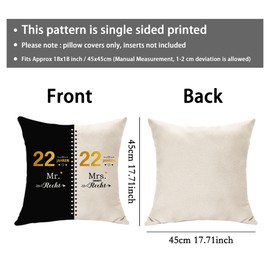 Hasodeo 22nd Wedding Anniversary Gift Pillow Case 45x45, 22 Years Anniversary Decoration, 22nd Wedding Anniversary Gifts, 22nd Anniversary Gifts for Wife Women Men Couples Husband (22)