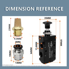 Innfeeltech 1 Pcs Air Hand Lever Operated Valve 5 Way 2 Position 1/4" BSP Pneumatic Solenoid Valve Manual Control Push-Pull 4R210-08