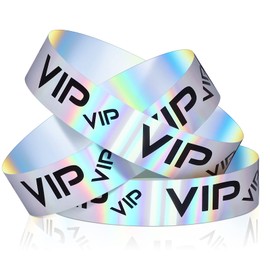 Teling 500 Pack VIP Plastic Wristbands Bracelets Party for Events VIP Custom Wristbands Plastic Bracelets Tear proof Waterproof Wrist Bands Arm Bands for Events Concerts(Glitter Silver)