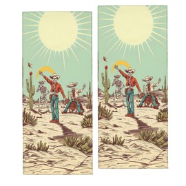 coedoaes Gothic Hand Towels 2PCS Decor Handtowel,Goth Kitchen Dish Towel Set,Soft Absorbent,Polyester,14.5" X 28",Daily Decoration,for Bathroom Bath Spa (Retro Cactus Skull)