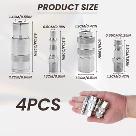 SMCEHEYA Air Fitting Convertor Adapter 4Pcs 1/4" BSP Air Line Fittings Hose Pipe Connector Couplings Connector Female and Male Fittings Euro&PCL Air Fitting Conversion Adapters Air Tool for Compressor
