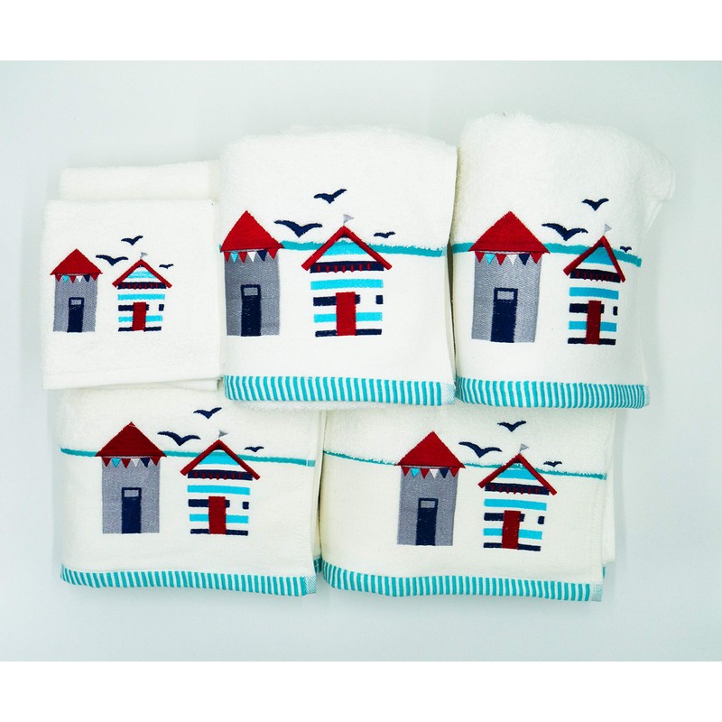 Pack of 2 Luxury Beach Hut & Birds Hand Towels