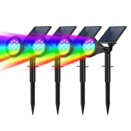 Fratink Solar Spot Lights Outdoor Color Changing, 7 Modes/14 LED Outdoor Solar Lights for Yard, Waterproof RGB Multicolor Solar Landscape Spotlights Auto On/Off for Flood, Yard, Tree, Pathway, 4 Pack