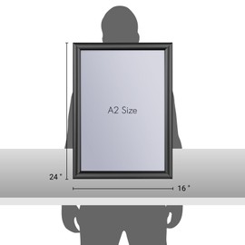 INNOVART Black Aluminum Snap Frame for Poster 16” x 24”, Front Load Snap Frame Poster with PVC Protective Film for A2 Size, Metal Picture Frame Wall Mounting, Easy Open Aluminum Display Profile