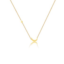 ASCOMY Dainty 14K Gold Plated Moon and Star Pendant Necklaces for Women Minimalist Cute Crescent Moon Necklaces with Star Tiny Charm Necklace for Everyday Jewelry Gifts
