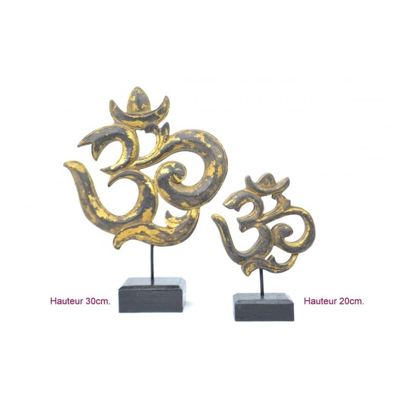 Figurine 'Ôm (Aum) Wooden Carved Indian Decoration