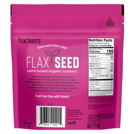 Flackers Organic Rosemary Flaxseed Crackers, Gluten Free, Non GMO, Vegan, Keto Snack, 9 Grams Fiber, 1 Net Carb,5 Ounce 6-Pack