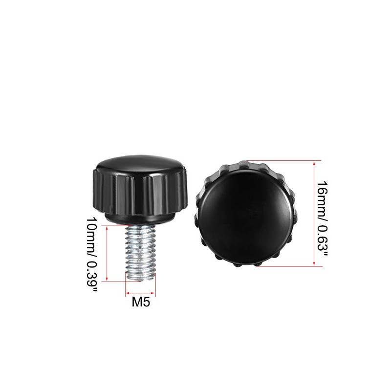 sourcing map 4pcs Knurled Clamping Knobs M5 x 10mm Metric