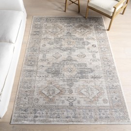 nuLOOM Nera Medallion 4' x 6' Area Rug for Living Room Bedroom Dining Room, Nera Grey