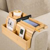 Bamboo Sofa Arm Tray, 2-in-1 Foldable Couch Armrest Tray with