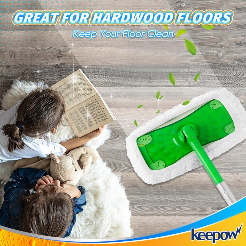 KEEPOW Reusable Dry Sweeping Cloths Compatible with Swiffer Sweeper, Wet