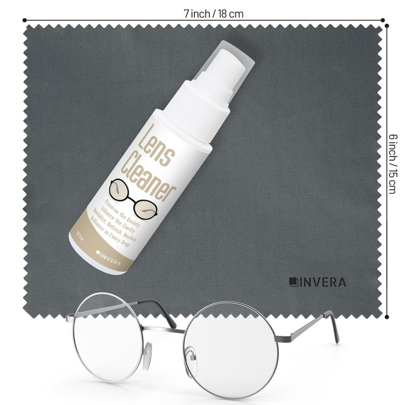 invera Eyeglass Cleaner Spray with Microfiber Cloth Kit, Lens Cleaner