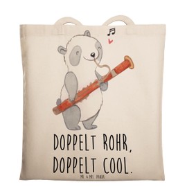 Mr. & Mrs. Panda Bassoon Double Carry Bag, Musical Fans, Fabric Bag, Double Tube, Musician, Musician Gift, Learning to Play, Woodwind Instrument, Bath Bag, Pouch Bag, White, Hand Drawn