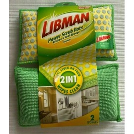 Libman 336 Power Scrub Dots Kitchen/Bath Sponge 2 PK