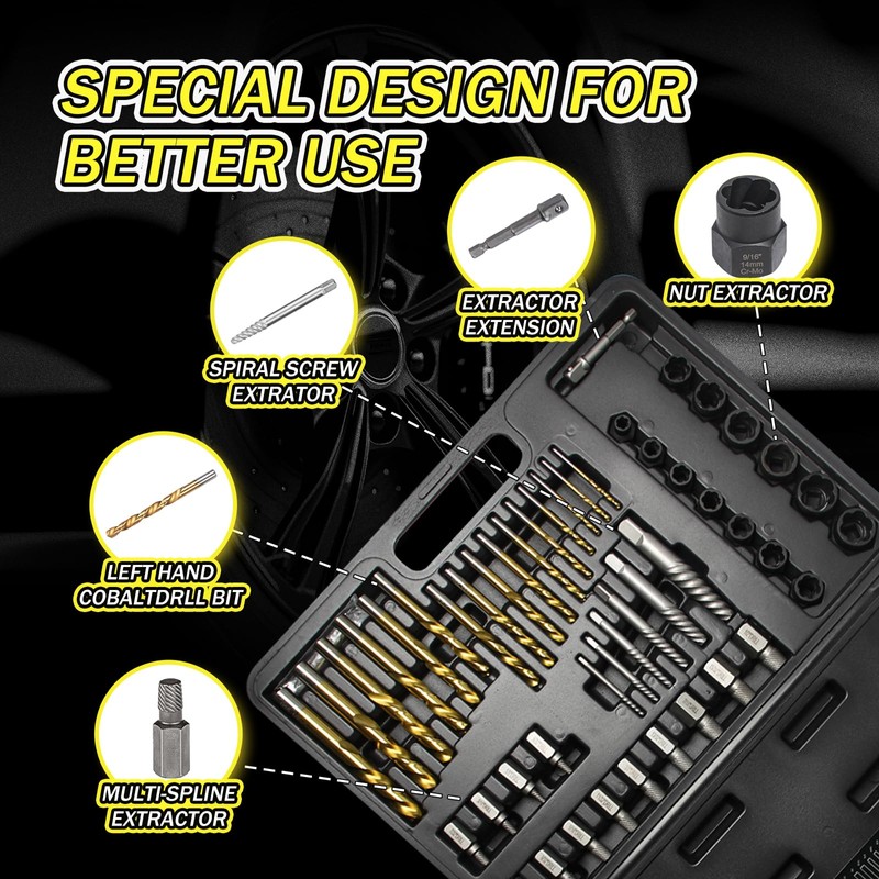 53Pcs Easy Out Screw Extractor Set with Left Hand Drill