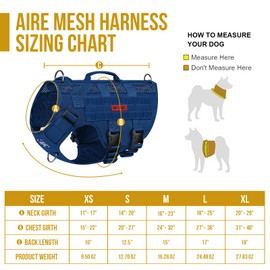 OneTigris AIRE Mesh Tactical Dog Harness No Pull Tactical Dog Harness,Breathable Mesh Design Service Dog Vest with Handle & Molle Pouches, Adjustable Suit for Walking Hiking Training(L.Navy bBue)
